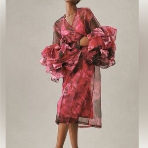 Anthropolgie Rose Pattern Sheer Duster